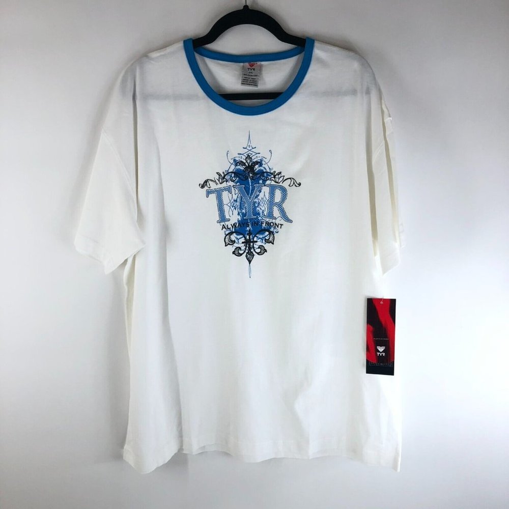 TYR Mens Always in Front Tee Shirt Crew Neck Short Sleeve White XXL